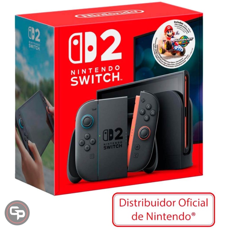 Consola Nintendo Switch 2 con controles Joy-Con y juego Mario Kart World